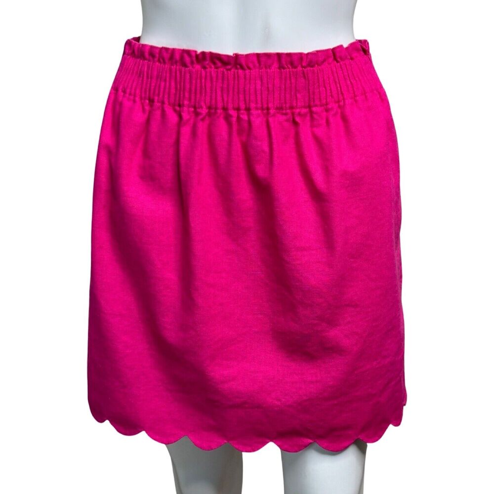 J Crew Skirt Womens 6 Pink Sidewalk Skirt Scallop Wool Blend Casal Office Preppy